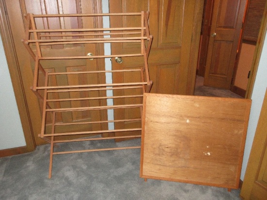 Group - Wooden Folding Drying Rack & Other