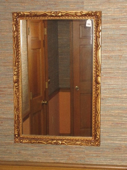 French Inspired Molded Rococo Style Framed Wall Mirror Antiqued Gilded Patina