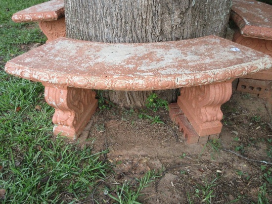 Concrete Patio/Garden Bench Curved Seat Traditional Scroll Bell Flower Design