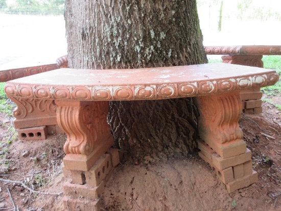 Concrete Patio/Garden Bench Curved Seat Traditional Scroll Bell Flower Design