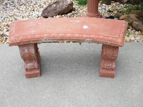 Concrete Patio/Garden Bench Curved Seat Traditional Scroll Bell Flower Design