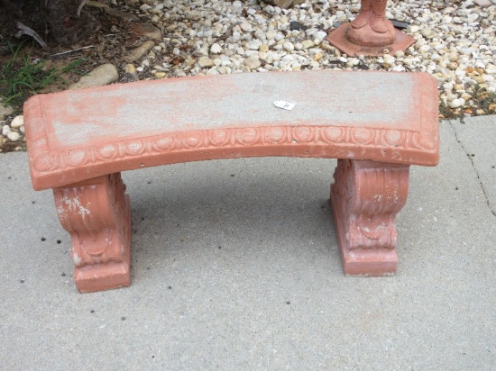 Concrete Patio/Garden Bench Curved Seat Traditional Scroll Bell Flower Design