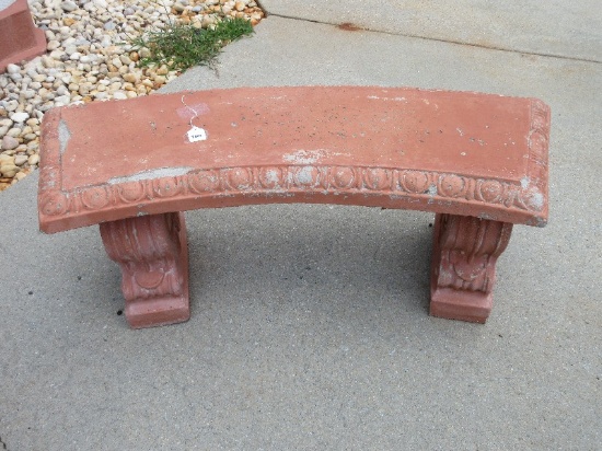 Concrete Patio/Garden Bench Curved Seat Traditional Scroll Bell Flower Design