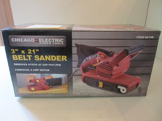 Chicago Electric Power Tools 3" x 21" Belt Sander Powerful 6 AMP Motor