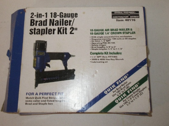 2 in 1 18 Gauge Bradnailer/Stapler Kit 2"