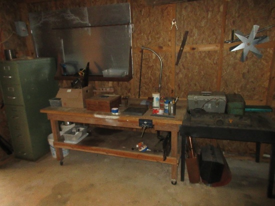 Super Deal Work Bench 34" H x 72" x 33", Tool Boxes, Misc. Tools, Nails, Saws, Small Table, Etc.