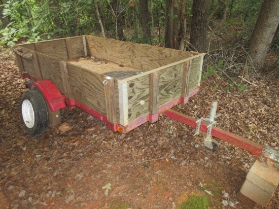 Metal Frame Trailer Wood Body w/ Spare Tire Ball 7/8 Tongue 2"