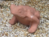 Large Concrete Figural Garden Frog Toad Statue Painted Terra Cotta Finish