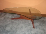 Rare Find Groovy Mid-Century Modern Walnut Base Kidney Shape Biomorphic