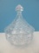 Marvelous Crystal Windsor Button & Cane Design Candy Dish w/ Finial Lid