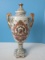 Spectacular Chinoiserie Semi-Porcelain Double Handled Urn w/ Lid Hand Painted Heraldic Crest