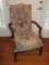 English Chippendale Style Upholstered Arm Chair Mahogany Trim