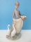 Lladro Collectible Girl w/ Basket Feeding Geese Porcelain 10