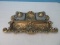 French Rococo Style Brass Desk Ink Well Stand w/ 2 Glass Ink Wells & Brass Lids