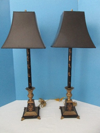 French Inspired RC Creations Pineapple Metal 31" Banquet End Lamps Black