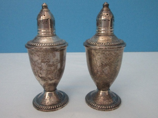 Pair - Sterling Duchin Creation Salt * Pepper 4 3/4" Shakers Weighted Base