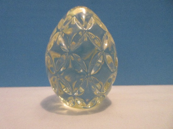 Signed Waterford Crystal Topaz Yellow 2 1/2" Egg Paperweight Polished Base