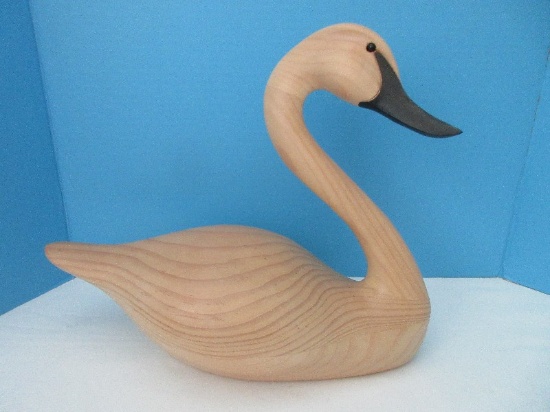 Stately Green River Trading Co. Carved Wooden Figural 12 3/4" Swan