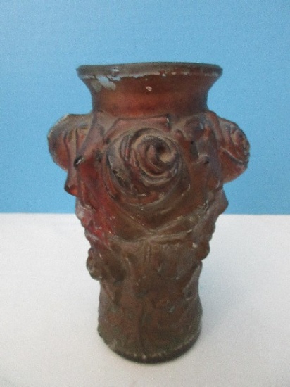 Depression Goofus Glass Relief Rosebud Pattern 5 1/4" Bud Vase