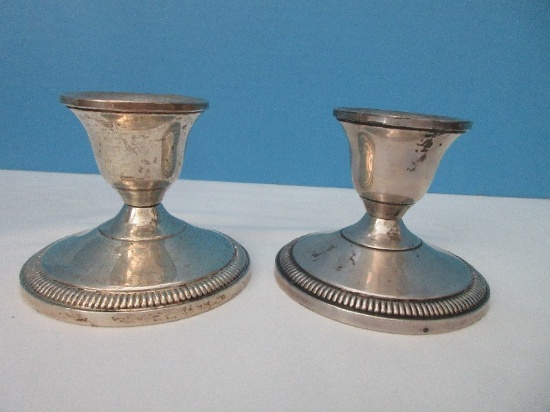 Pair - Fisher 850 Sterling Single Light 2 3/4" Candle Sticks Classic Design