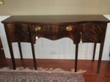 Madison Square Crotch Mahogany Bow Front Hepplewhite Style Side Board Lined