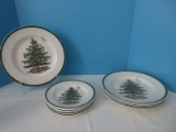 12 Pieces - Spode Earthenware China Christmas Tree Pattern Green Trim Dinnerware