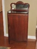 Depression Era Style Waterfall Design Mahogany Sheet Music Cabinet w/ Beveled Mirror