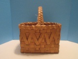 Unique Artisan Hand Woven Basket w/ Double Entwined Center Handle