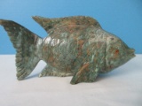 Hand Carved Marble Figural Tropical Fish w/ Glass Eyes