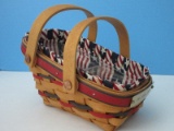 Adorable Longaberger Basket Hand Woven 4th of July Small Double Handle Basket