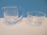 Set - Waterford Crystal Individual Creamer & Open Sugar Bowl Diamond & Vertical Cut Pattern