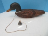 Adventure Marketing Hand Carved Wooden Duck Decory Hand Painted w/ Glass Eyes