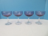 Rare Find Set - 4 Signed Fostoria Lilac Fascination Pattern 4 3/4