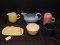 Vintage Fiestaware Ceramic Lot - Butter Dish, Tall Shaker, Gravy Boat, Creamer/Sugar