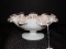 White Opalescent Fenton Glass Bowl Crimped Rim