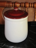 White/Brown Lid Top Ceramic Cookie Jar