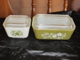 Vintage Pyrex Spring Blossom Green 1 1/2 Pint, 1 1/2 Cup w/ Lids
