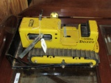 Vintage Tonka Toy Yellow Metal/Black Tractor w/ Dozer