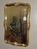 Wall Mounted Mirror in Ribbed Gilted Ornate Wooden Frame/Matt