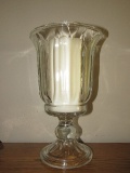 Tall Glass Votive Candle Décor Vase on Oval Ball Base