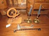 Misc. Lot - Wooden Miniature Spindle, Metal Candle Snuffers