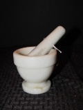 White Marble Carved Mortar & Pestle