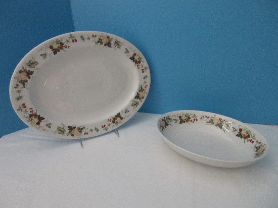 2 Pieces - Royal Doulton English Translucent China Miramont Pattern Serving Pieces