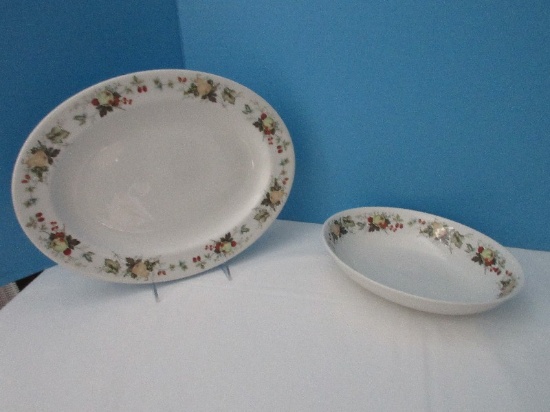 2 Pieces - Royal Doulton English Translucent China Miramont Pattern Serving Pieces