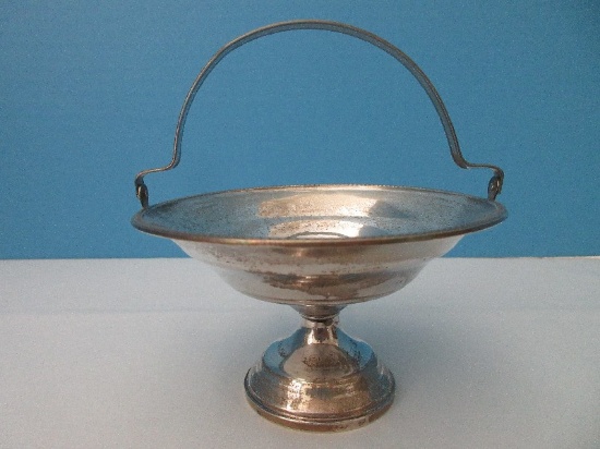 Charming Sterling Silver Small Pedestal Basket w/ Swing Handle, Weighted Base