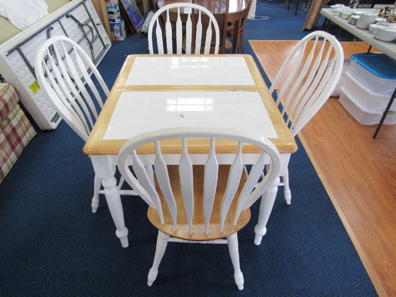 White tile top kitchen table and chairs sale
