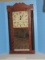Stately Antique Seth Thomas Ogee Mahogany Veneer Black Demi-Lune Pillar Columns Clock