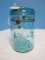 Atlas E-Z Seal Blue Wire Bail Canning Jar w/ Glass Lid base Marked #2