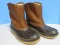 L.L. Bean Men's Pull on Shearling Boots Leather Upper Rubber Foot & Sole