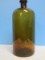 Antique Illinois Glass Co. Amber Pressed Glass Bottle w/ Cork Stopper